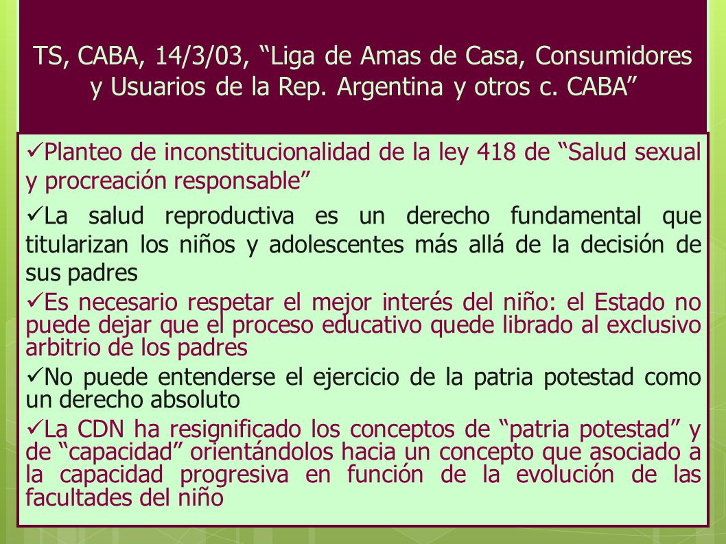 TS, CABA, 14/3/03, Liga de Amas de Casa, Consumidores y Usuarios de la Rep. Argentina y otros c. CABA