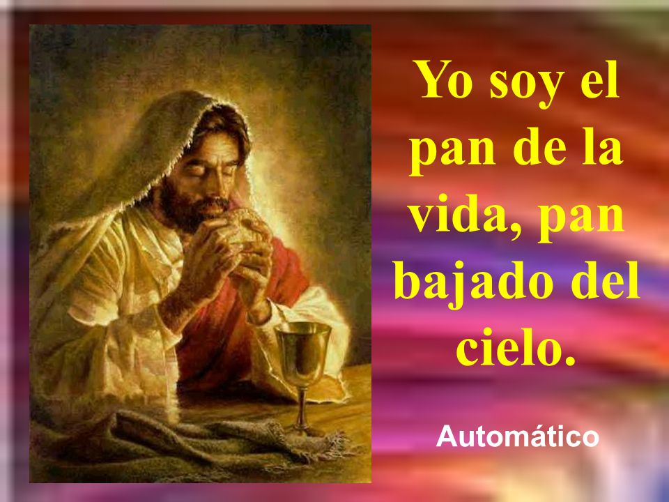 Yo soy el pan de la vida, pan bajado del cielo.