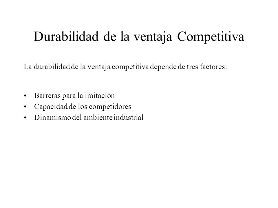 Durabilidad de la ventaja Competitiva