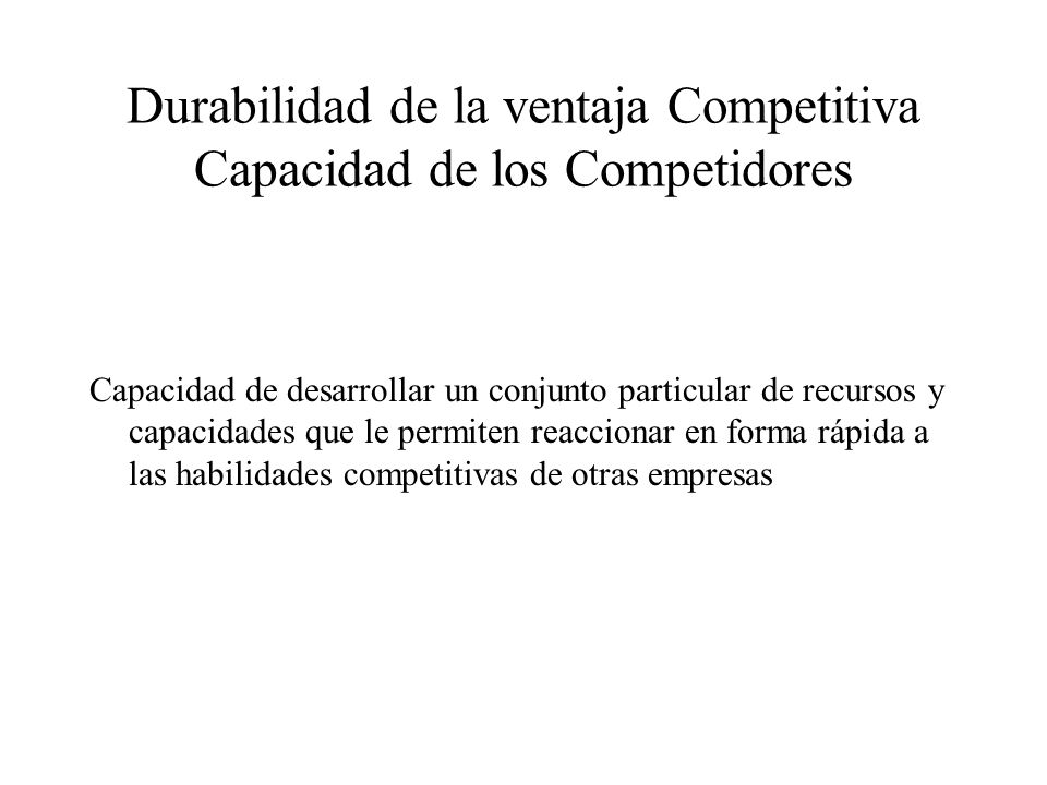 Durabilidad de la ventaja Competitiva Capacidad de los Competidores