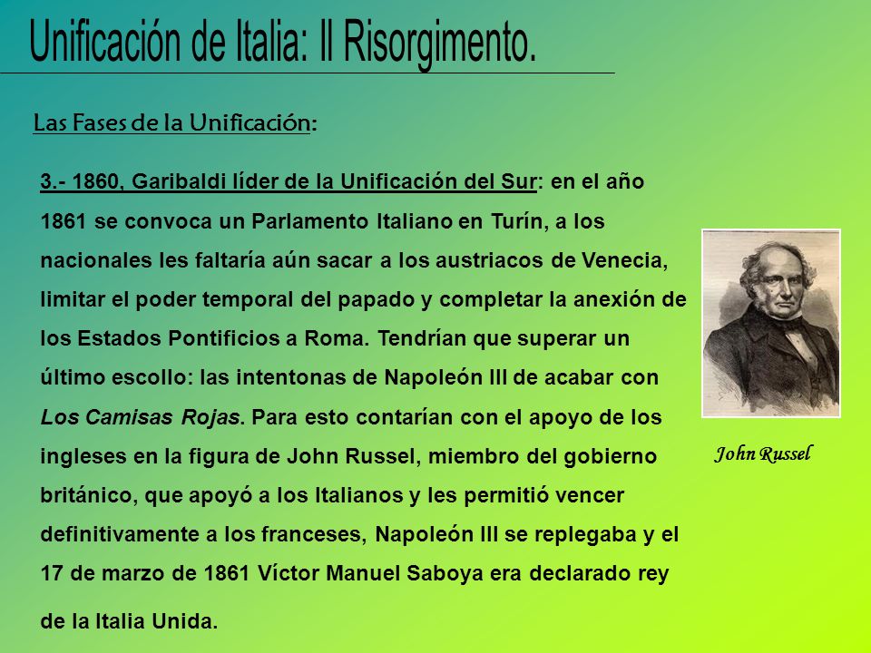 Unificación de Italia: Il Risorgimento.