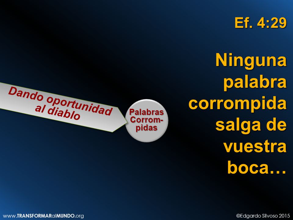 Ninguna palabra corrompida salga de vuestra boca…