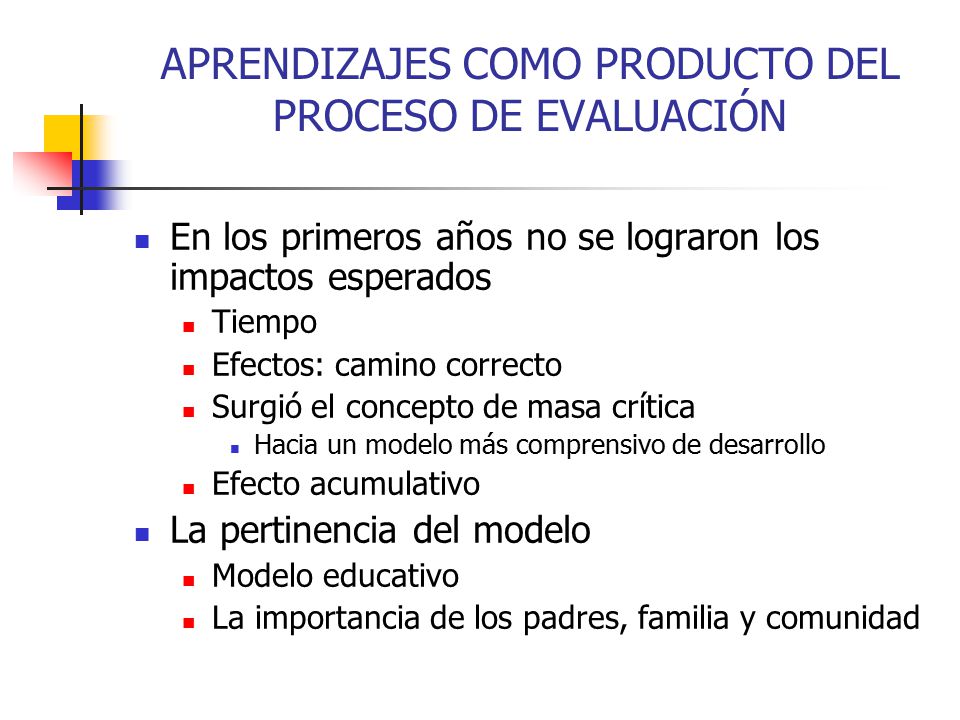 APRENDIZAJES COMO PRODUCTO DEL PROCESO DE EVALUACIÓN
