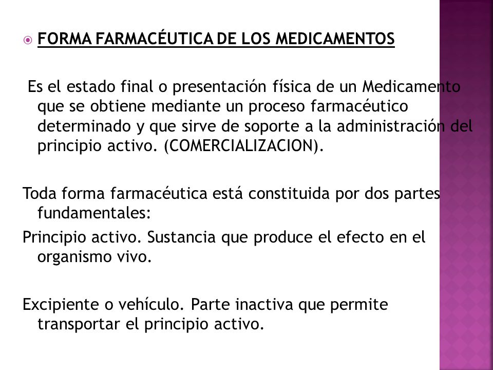 FORMA FARMACÉUTICA DE LOS MEDICAMENTOS