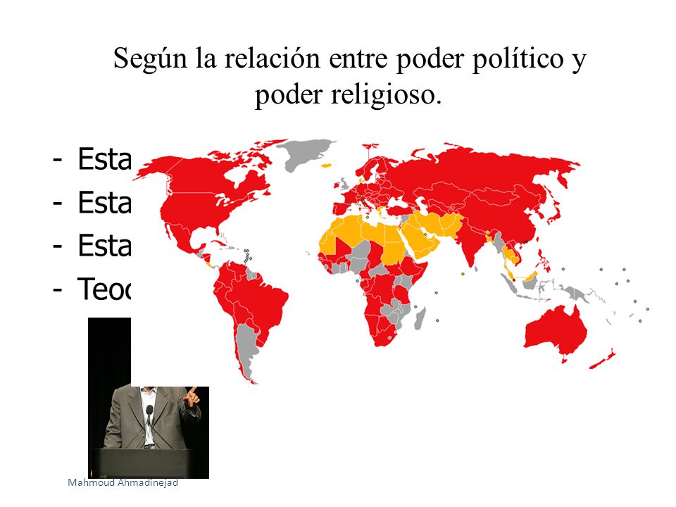 Según la relación entre poder político y poder religioso.