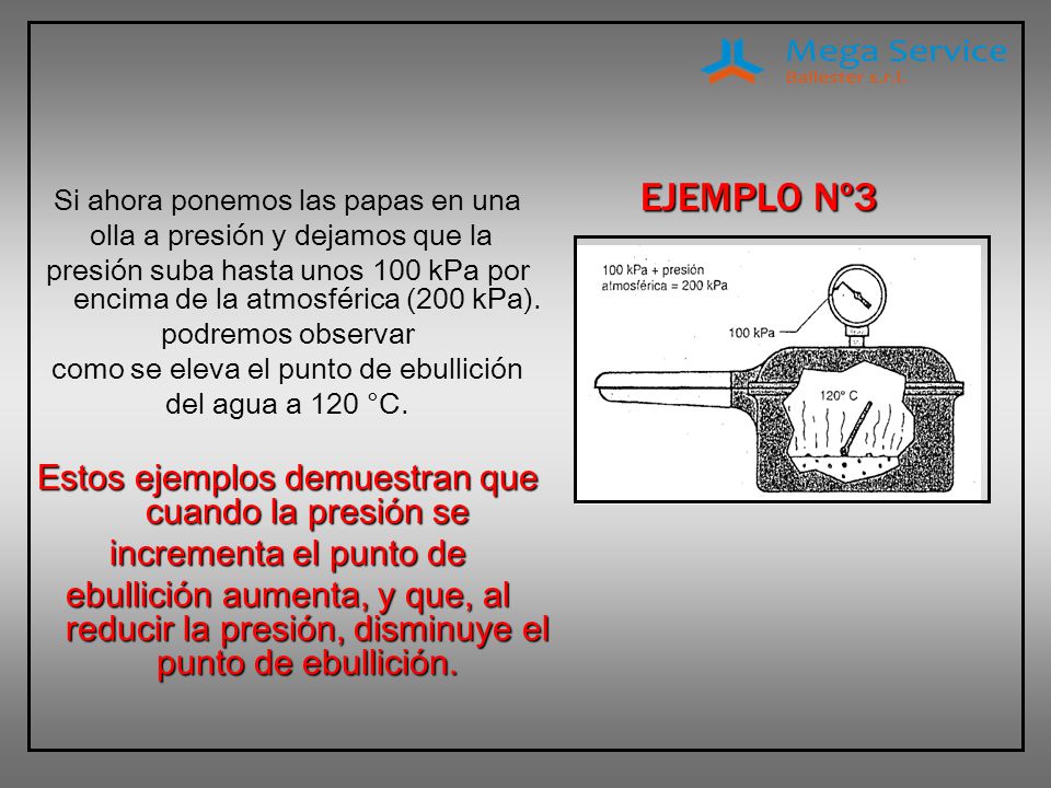 EJEMPLO Nº3 Estos ejemplos demuestran que cuando la presión se