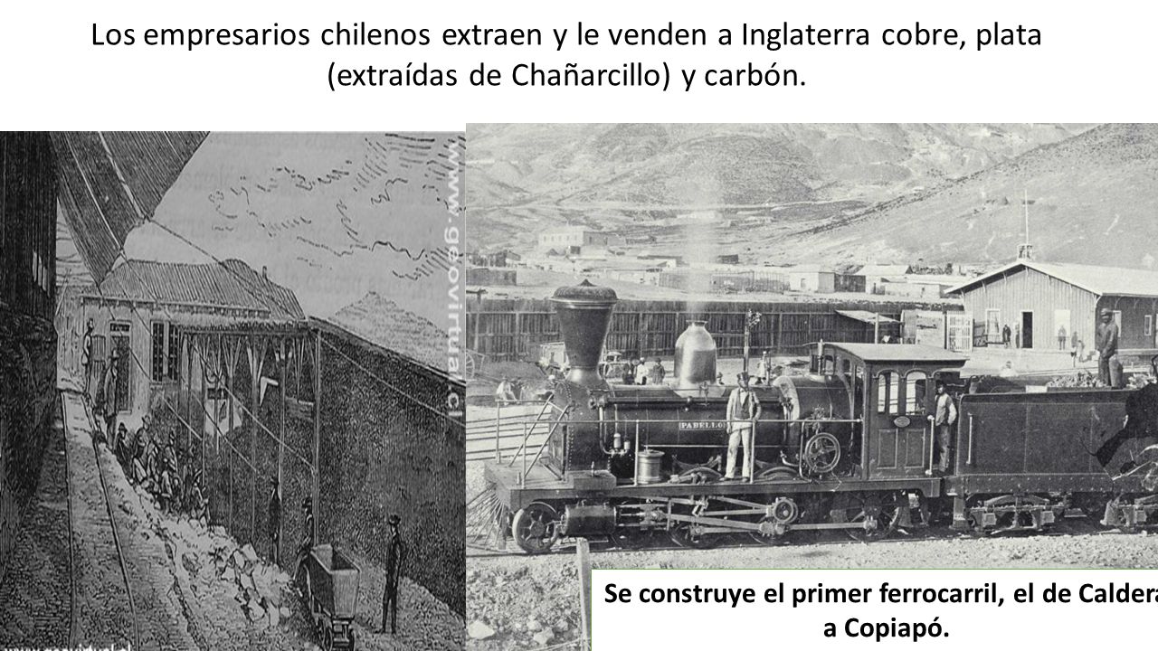 Se construye el primer ferrocarril, el de Caldera a Copiapó.