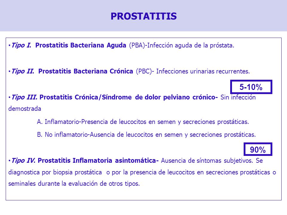 PROSTATITIS Tipo I. Prostatitis Bacteriana Aguda (PBA)-Infección aguda de la próstata.