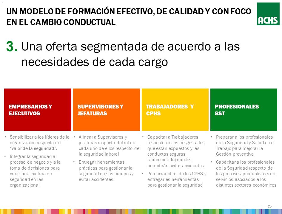 3. Una oferta segmentada de acuerdo a las necesidades de cada cargo