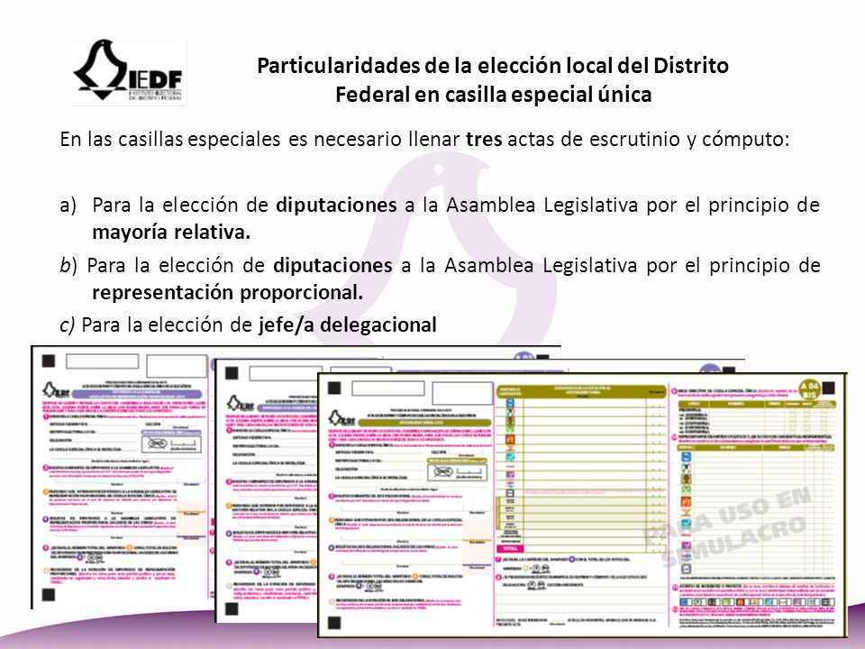 Particularidades de la elección local del Distrito Federal en casilla especial única