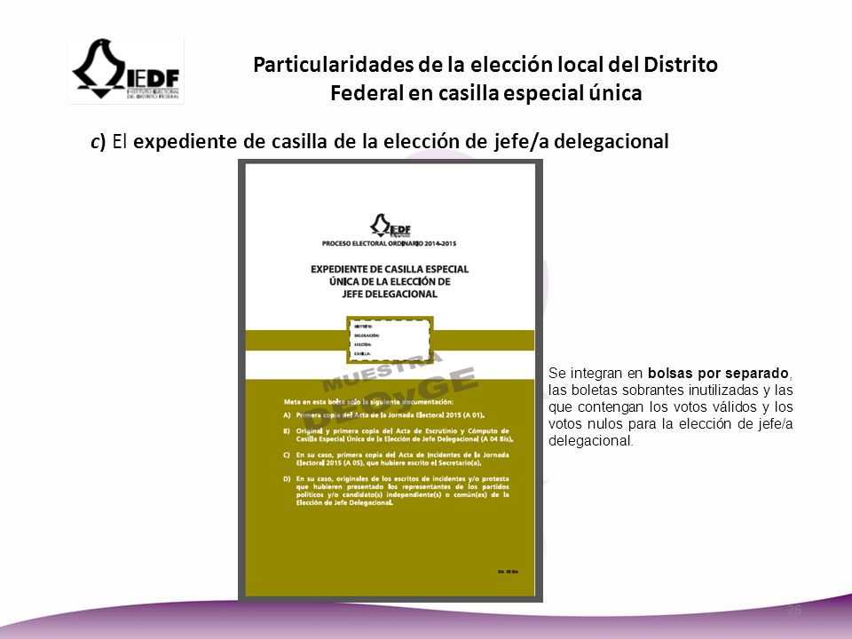 Particularidades de la elección local del Distrito Federal en casilla especial única