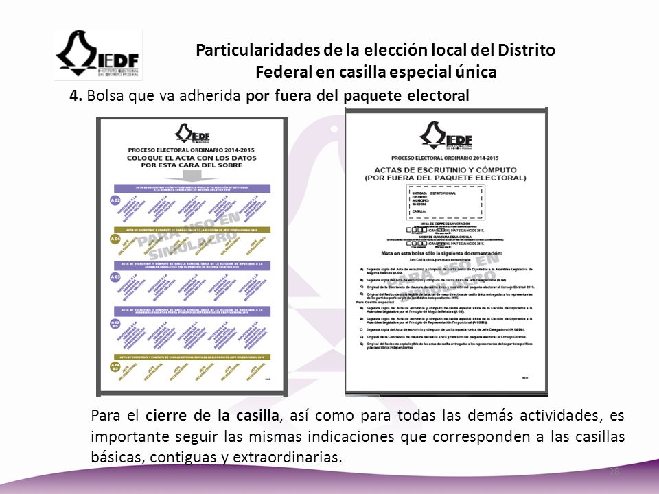 Particularidades de la elección local del Distrito Federal en casilla especial única