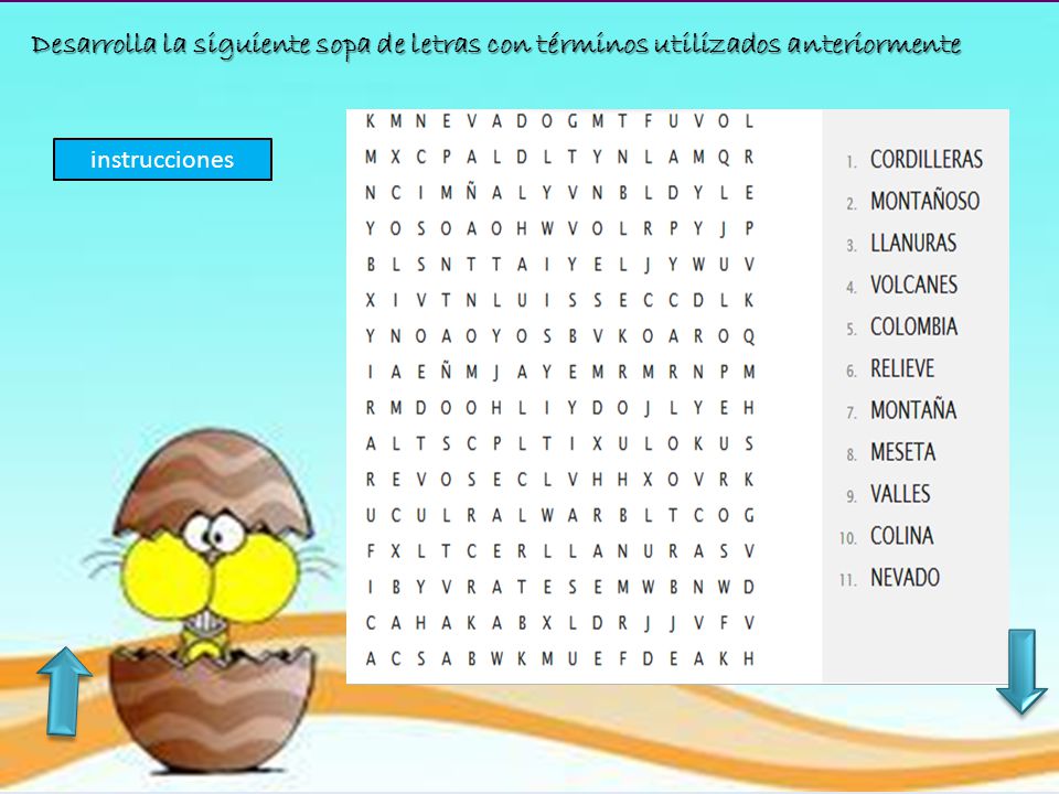 Desarrolla la siguiente sopa de letras con términos utilizados anteriormente