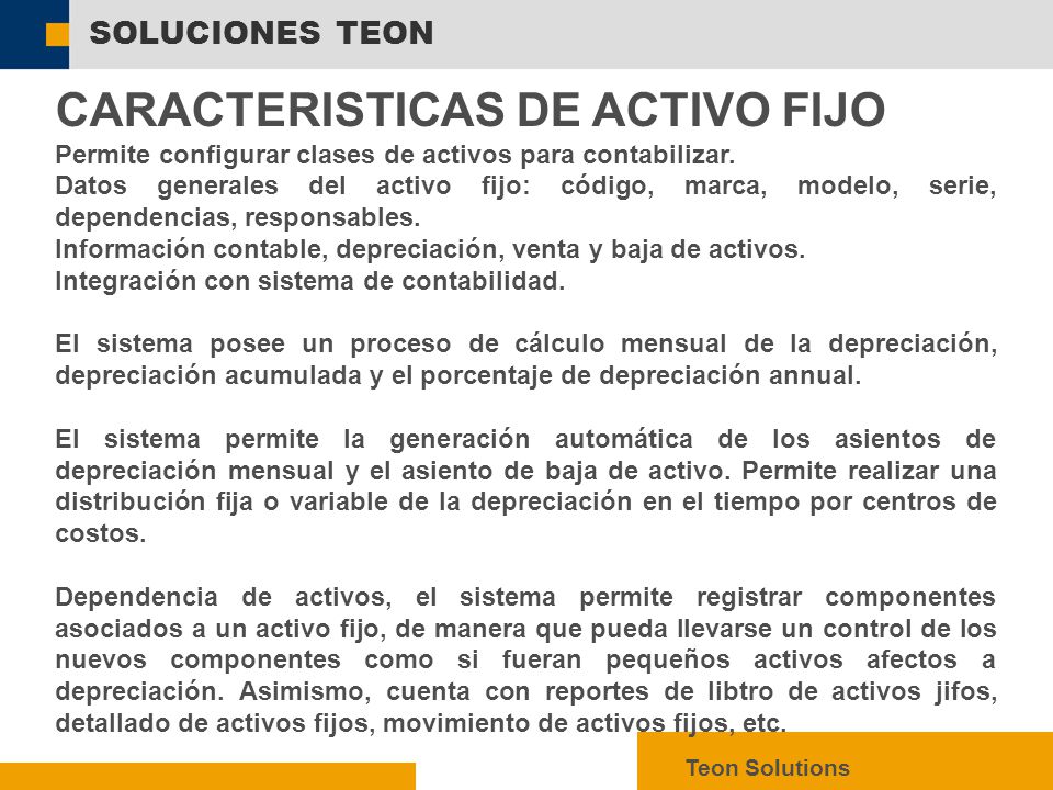 CARACTERISTICAS DE ACTIVO FIJO