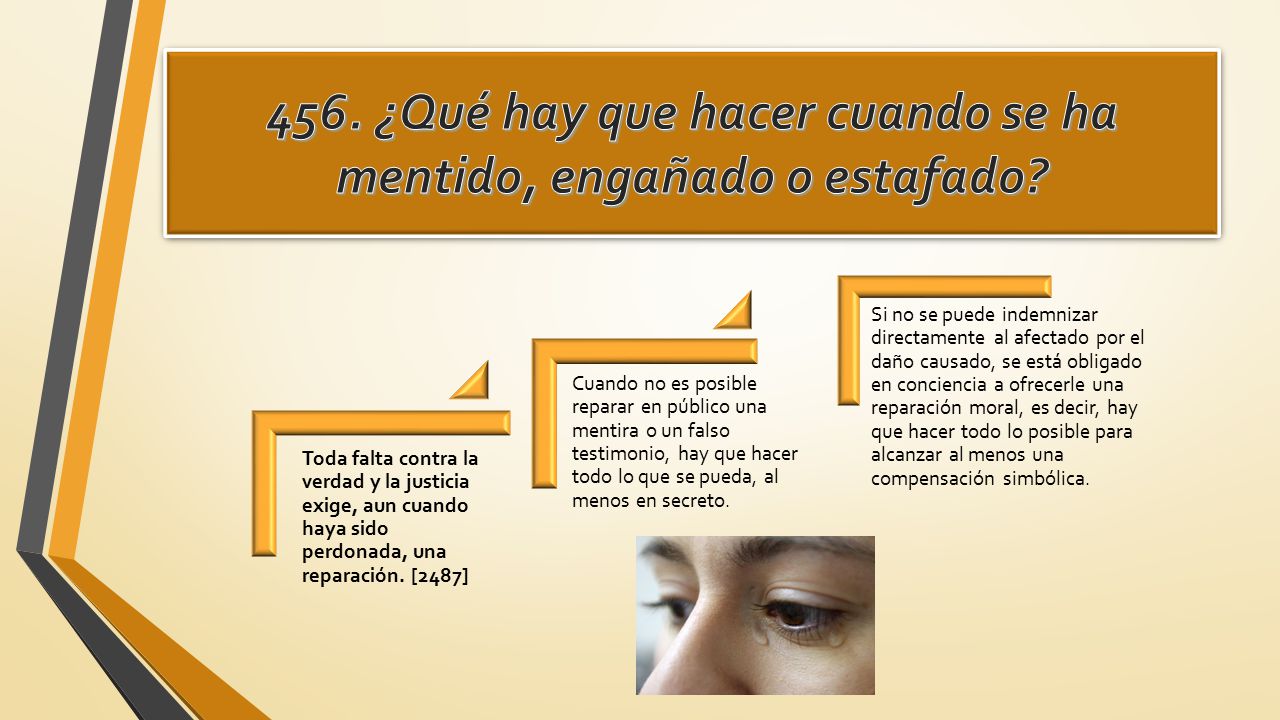 456. ¿Qué hay que hacer cuando se ha mentido, engañado o estafado