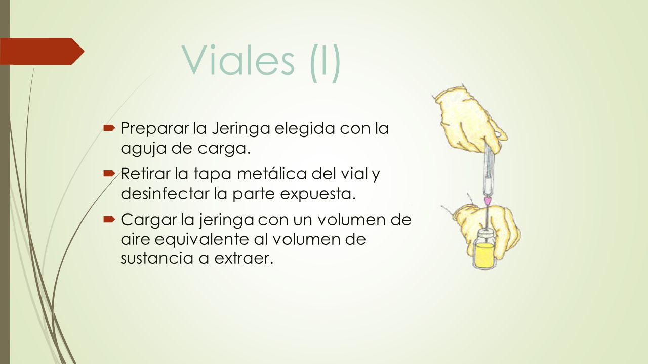 Viales (I) Preparar la Jeringa elegida con la aguja de carga.