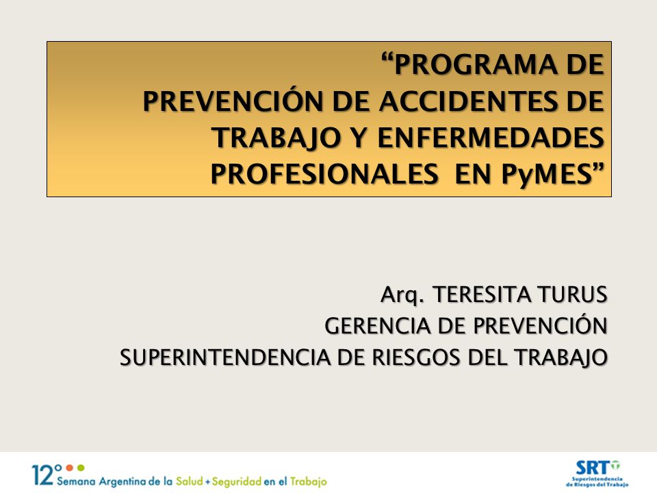 PROGRAMA DE PREVENCIÓN DE ACCIDENTES DE TRABAJO Y ENFERMEDADES PROFESIONALES EN PyMES