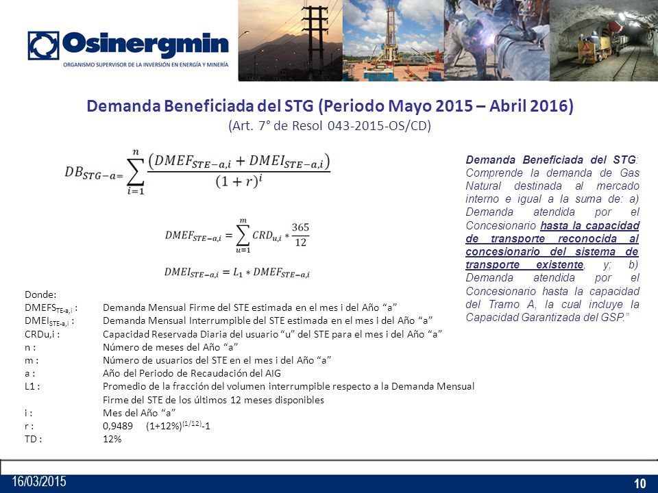 Demanda Beneficiada del STG (Periodo Mayo 2015 – Abril 2016) (Art