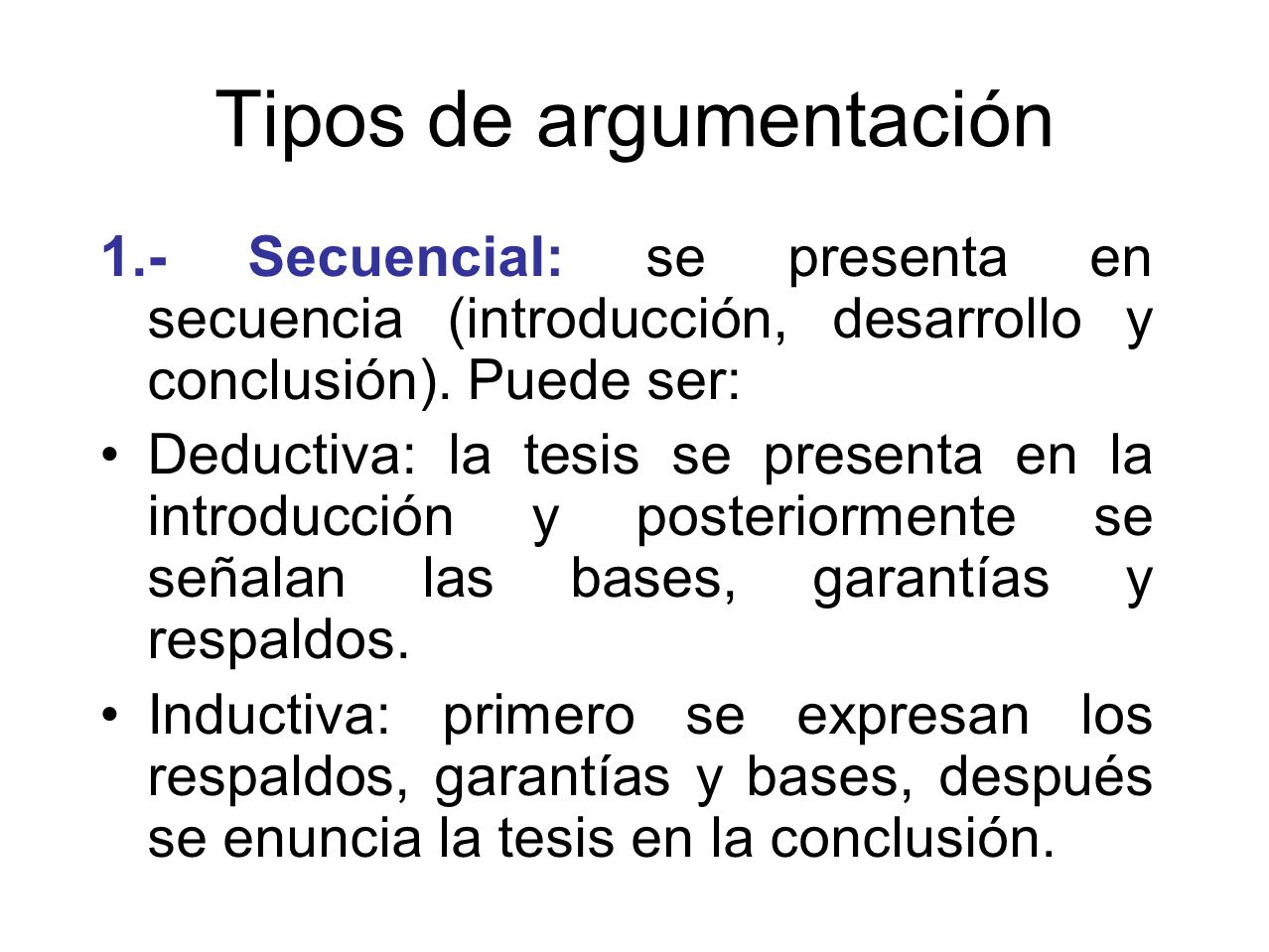 Tipos de argumentación