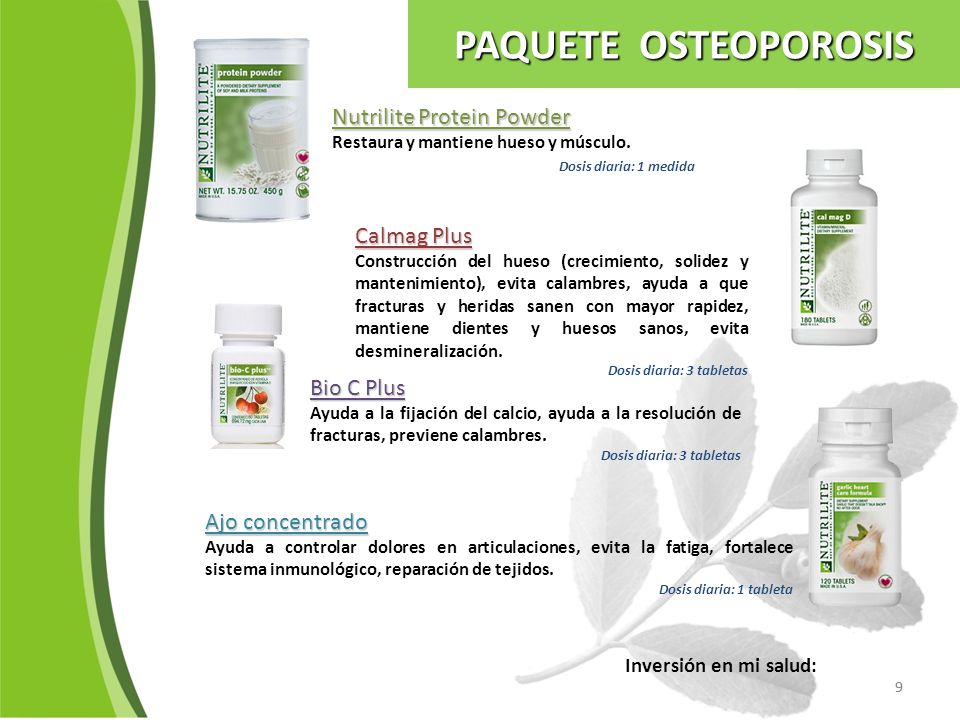PAQUETE OSTEOPOROSIS Nutrilite Protein Powder Calmag Plus Bio C Plus