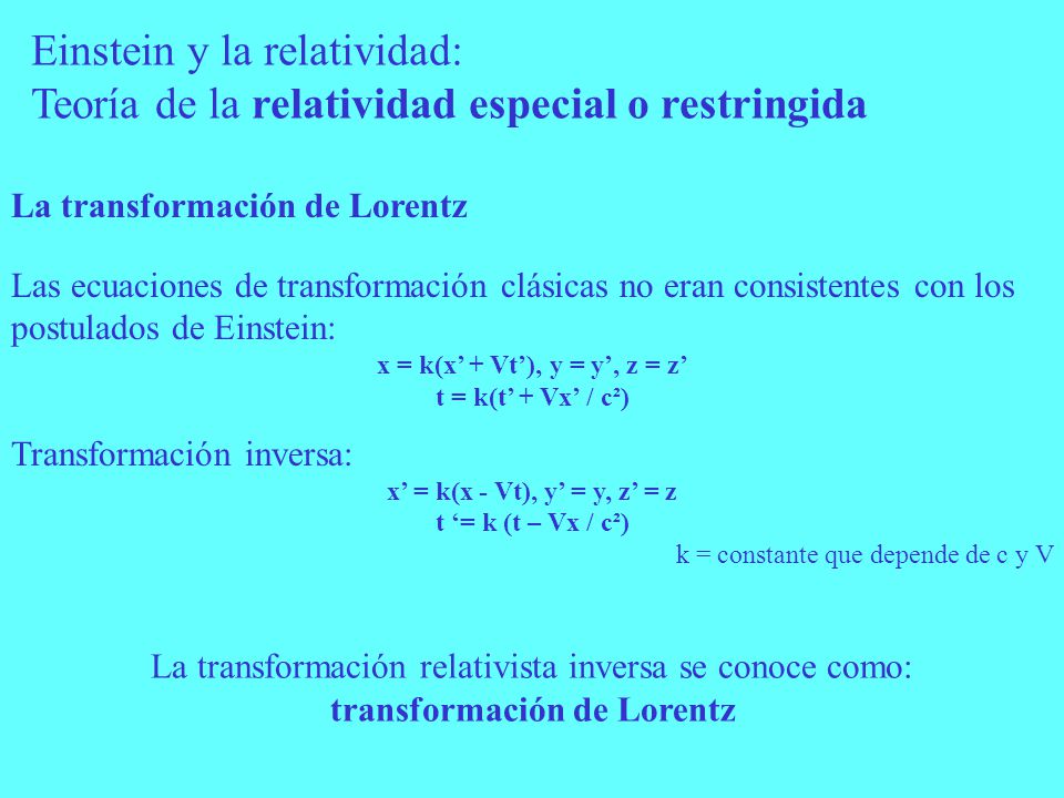 Einstein y la relatividad: Teoría de la relatividad especial o restringida