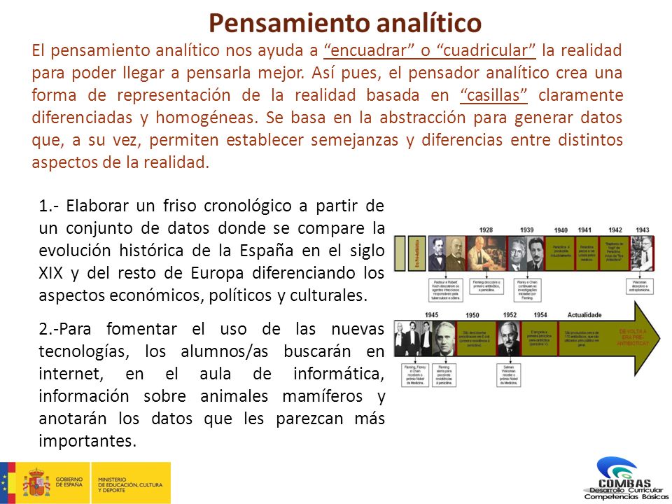 El pensamiento analítico nos ayuda a encuadrar o cuadricular la realidad para poder llegar a pensarla mejor. Así pues, el pensador analítico crea una forma de representación de la realidad basada en casillas claramente diferenciadas y homogéneas. Se basa en la abstracción para generar datos que, a su vez, permiten establecer semejanzas y diferencias entre distintos aspectos de la realidad.