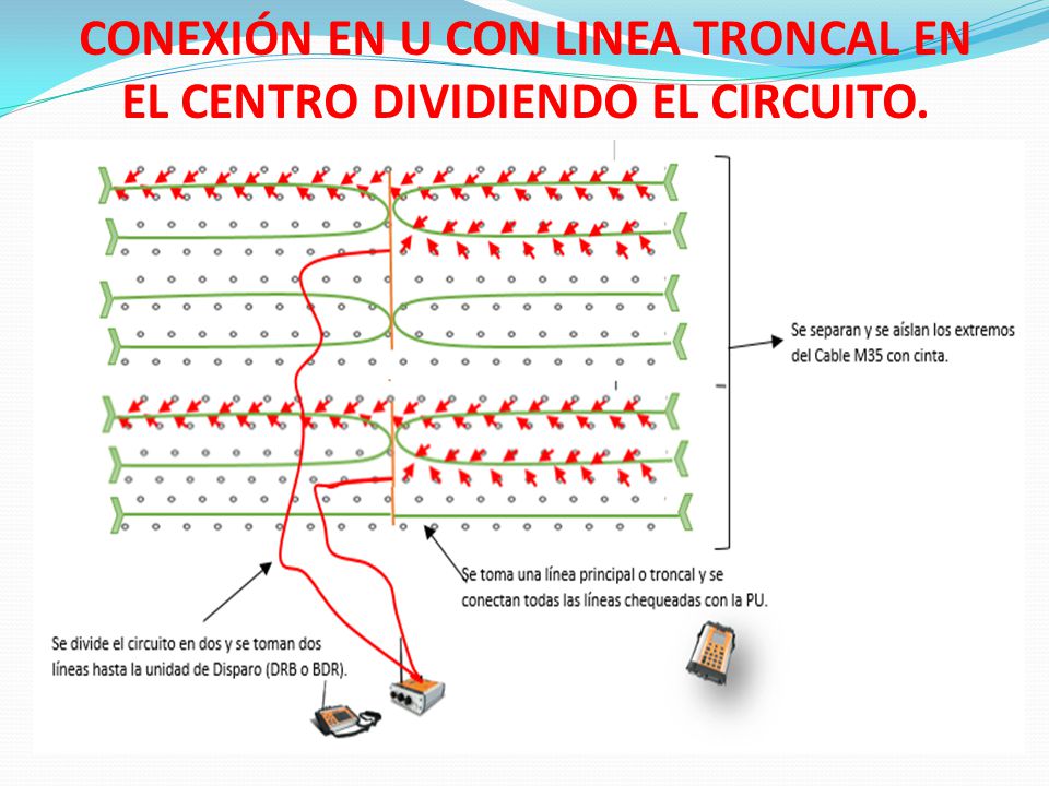 CONEXIÓN EN U CON LINEA TRONCAL EN EL CENTRO DIVIDIENDO EL CIRCUITO.