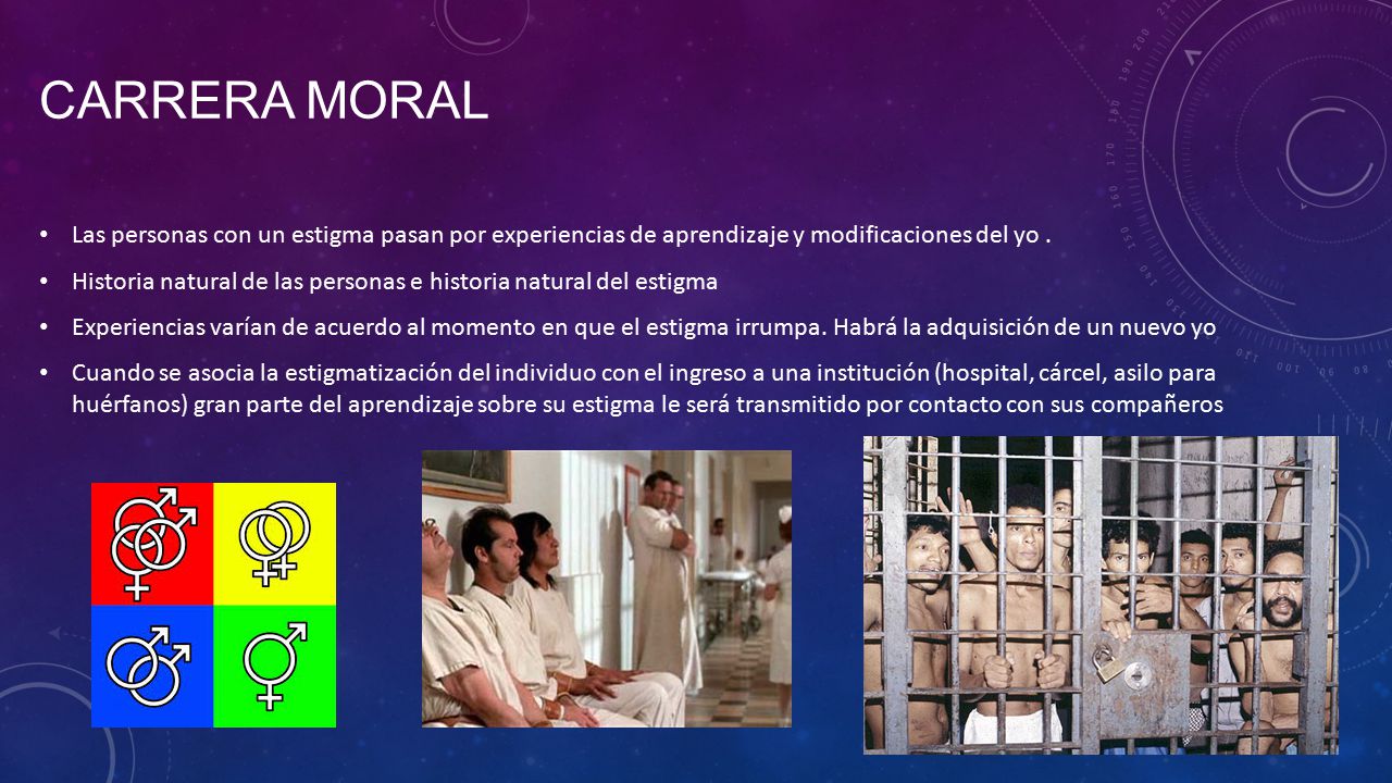 Carrera moral Las personas con un estigma pasan por experiencias de aprendizaje y modificaciones del yo .