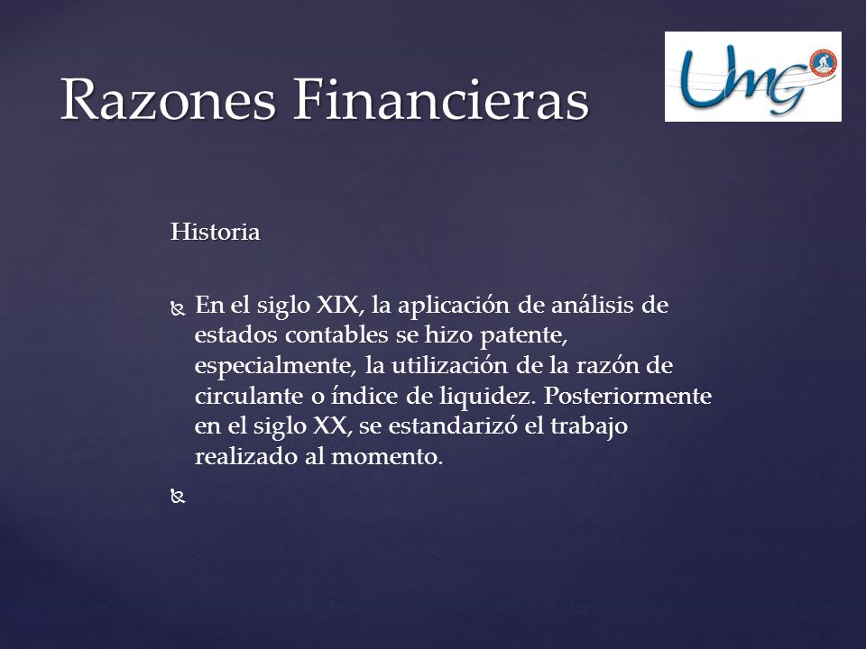 Razones Financieras Historia