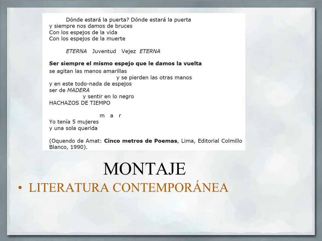 MONTAJE LITERATURA CONTEMPORÁNEA