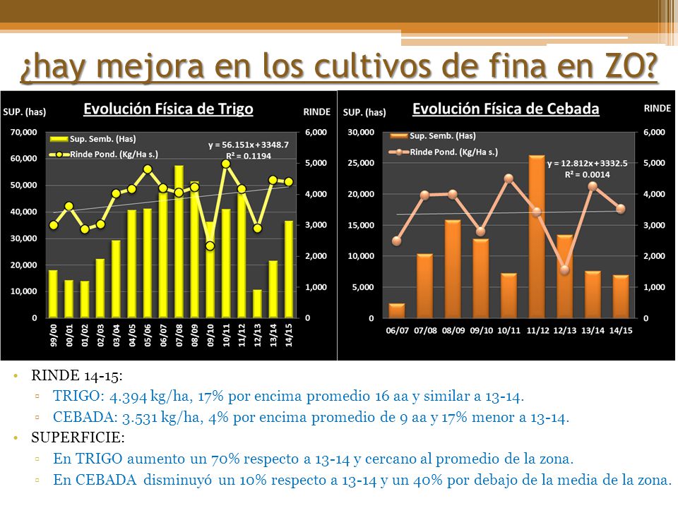 ¿hay mejora en los cultivos de fina en ZO