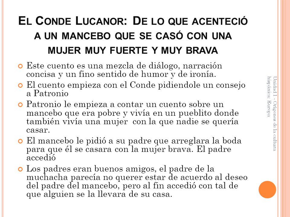 El Conde Lucanor: De lo que acenteció a un mancebo que se casó con una mujer muy fuerte y muy brava