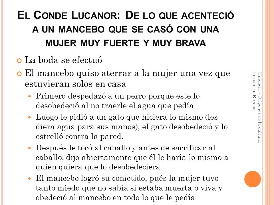 El Conde Lucanor: De lo que acenteció a un mancebo que se casó con una mujer muy fuerte y muy brava