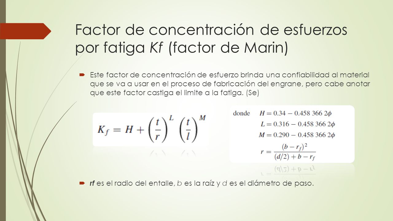 Factor de concentración de esfuerzos por fatiga Kf (factor de Marin)