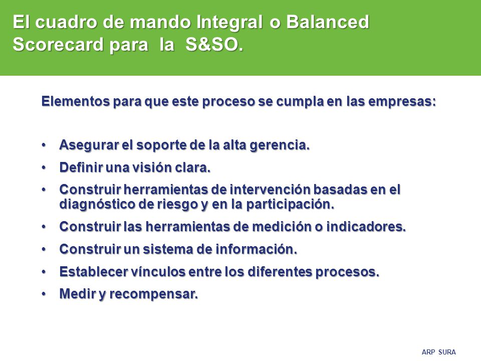 Elementos para que este proceso se cumpla en las empresas: