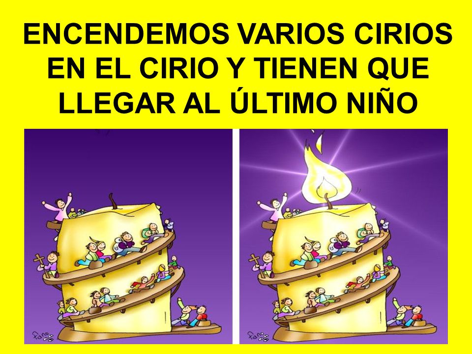 ENCENDEMOS VARIOS CIRIOS EN EL CIRIO Y TIENEN QUE LLEGAR AL ÚLTIMO NIÑO
