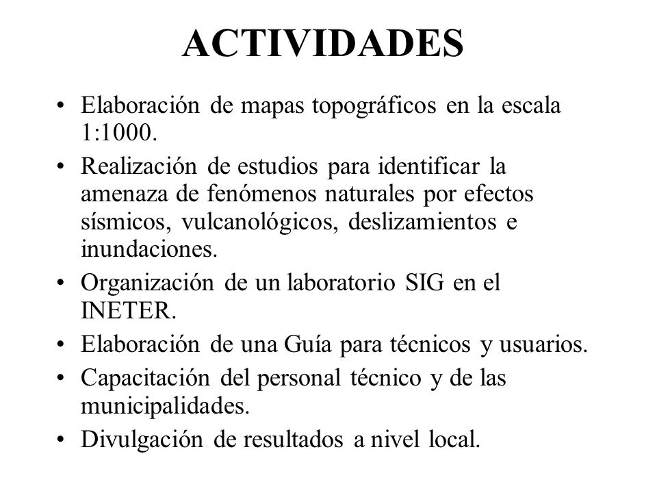 ACTIVIDADES Elaboración de mapas topográficos en la escala 1:1000.