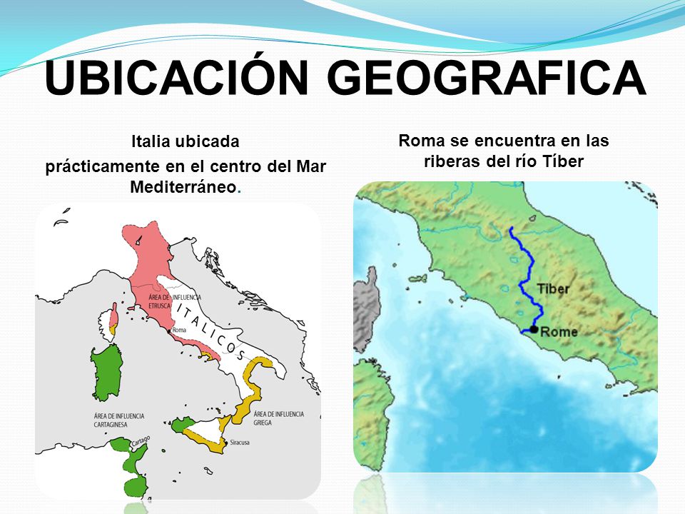UBICACIÓN GEOGRAFICA Roma se encuentra en las riberas del río Tíber