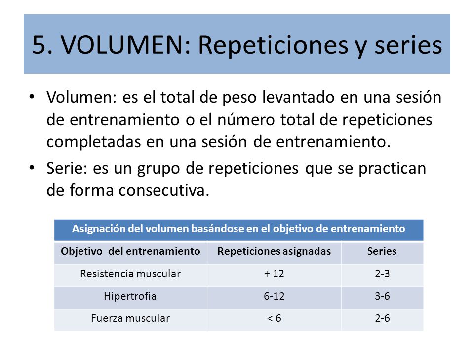 5. VOLUMEN: Repeticiones y series
