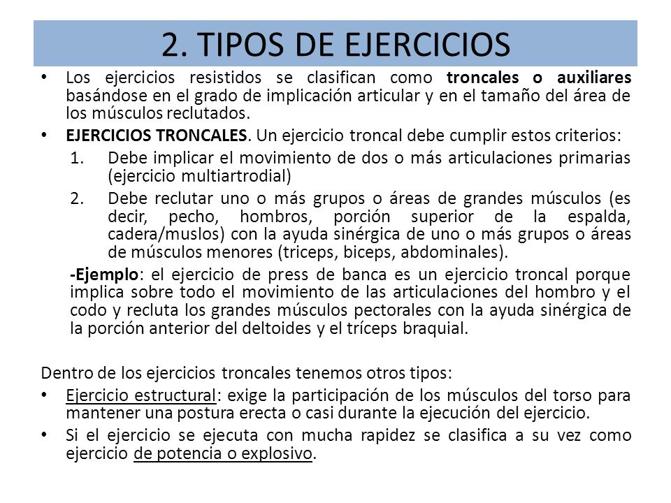 2. TIPOS DE EJERCICIOS