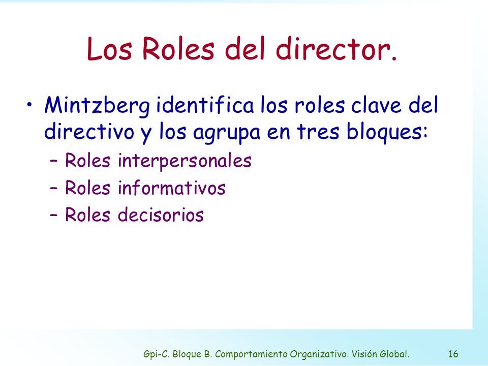 Gpi-C. Bloque B. Comportamiento Organizativo. Visión Global.