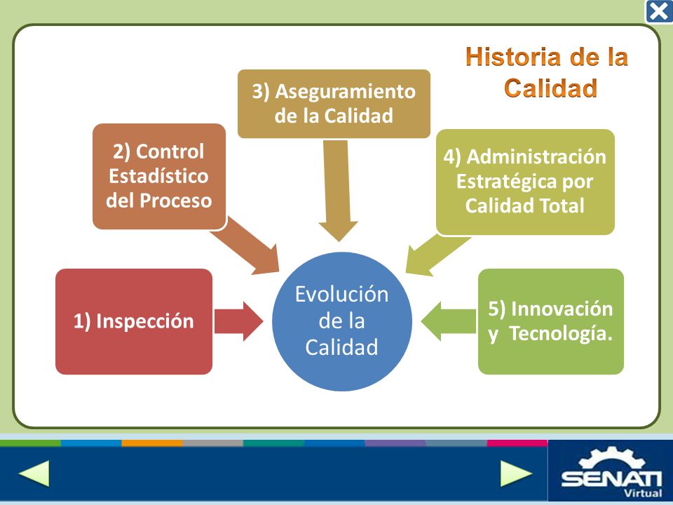 Historia de la Calidad Evolución de la Calidad 1) Inspección