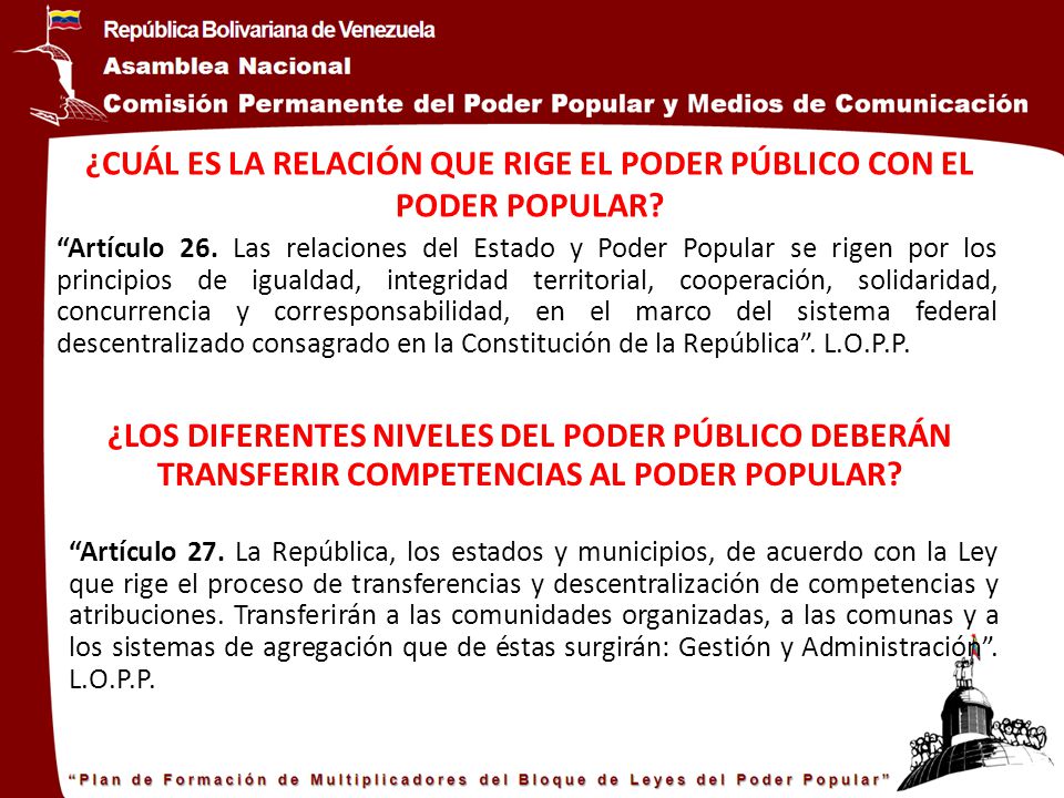 ¿CUÁL ES LA RELACIÓN QUE RIGE EL PODER PÚBLICO CON EL PODER POPULAR