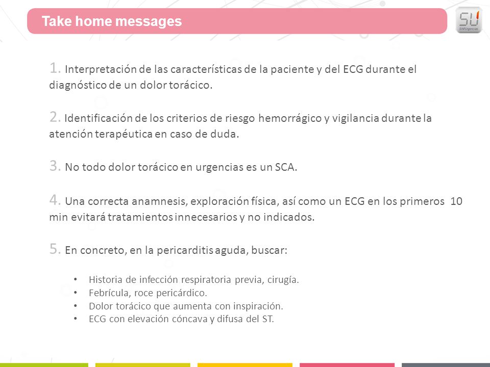 3. No todo dolor torácico en urgencias es un SCA.