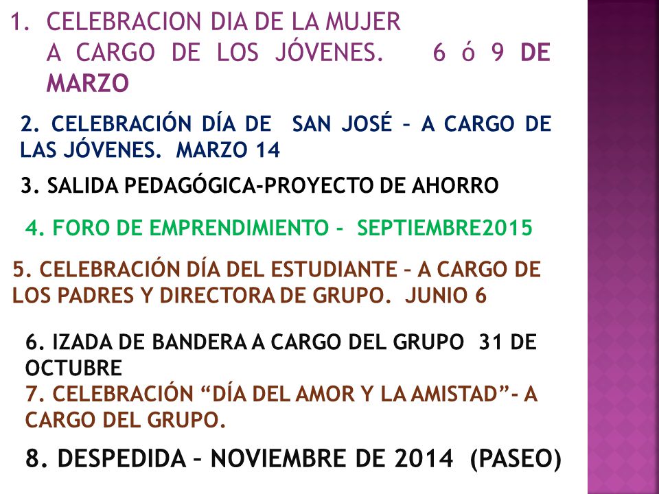 CELEBRACION DIA DE LA MUJER A CARGO DE LOS JÓVENES. 6 ó 9 DE MARZO