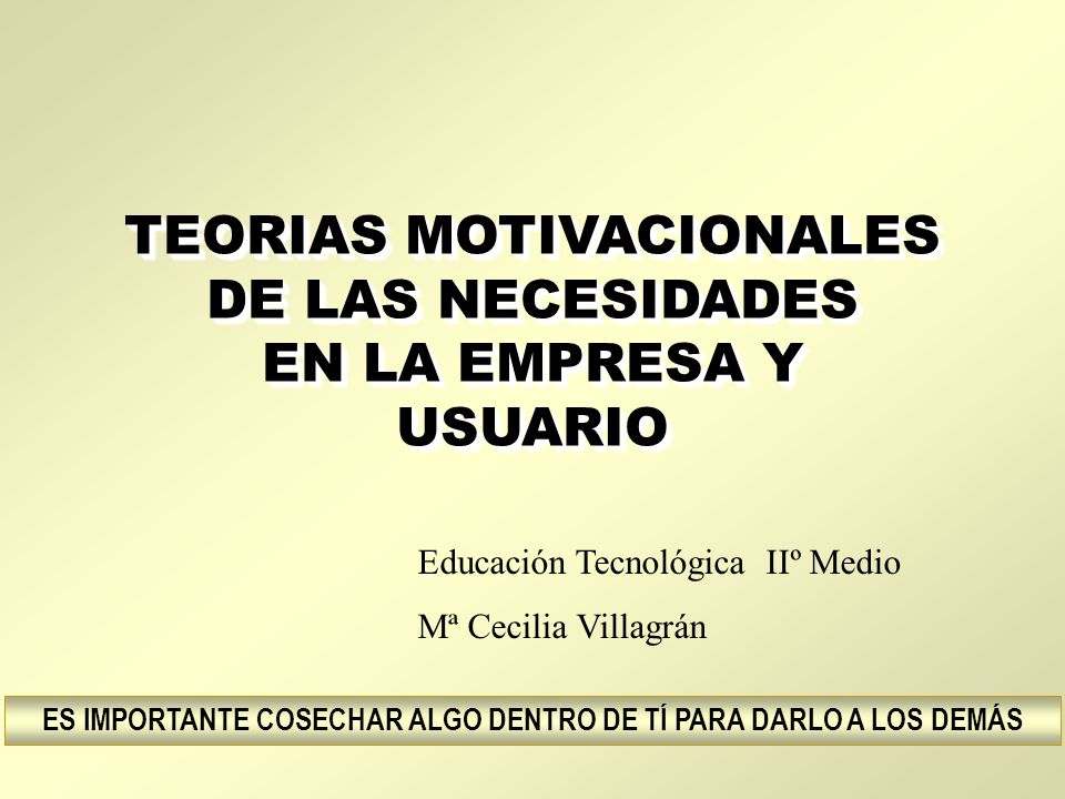 TEORIAS MOTIVACIONALES DE LAS NECESIDADES EN LA EMPRESA Y USUARIO