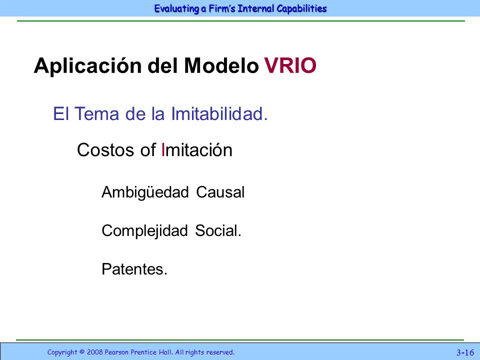 Aplicación del Modelo VRIO