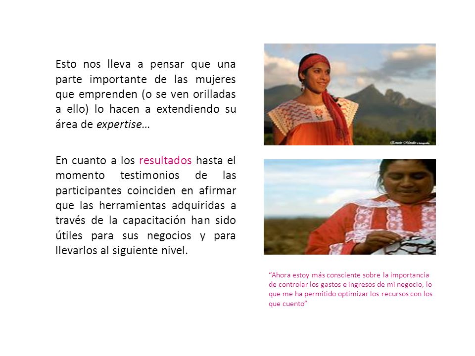 Esto nos lleva a pensar que una parte importante de las mujeres que emprenden (o se ven orilladas a ello) lo hacen a extendiendo su área de expertise…