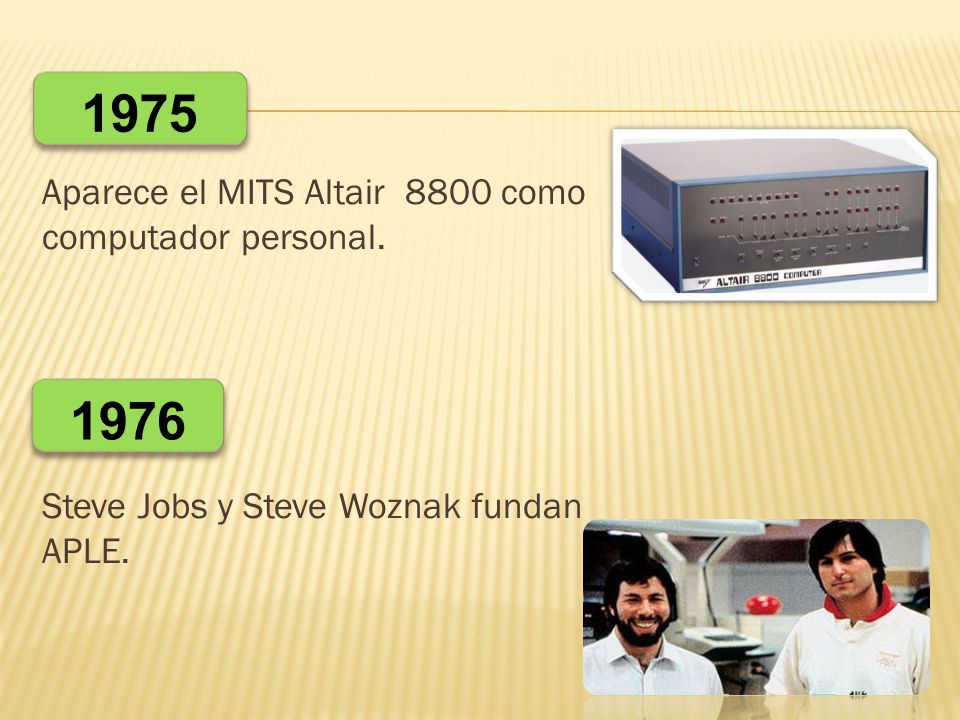 1975 Aparece el MITS Altair 8800 como computador personal.