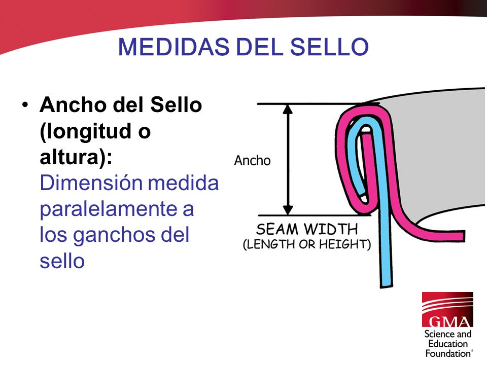 MEDIDAS DEL SELLO Ancho del Sello (longitud o altura): Dimensión medida paralelamente a los ganchos del sello.
